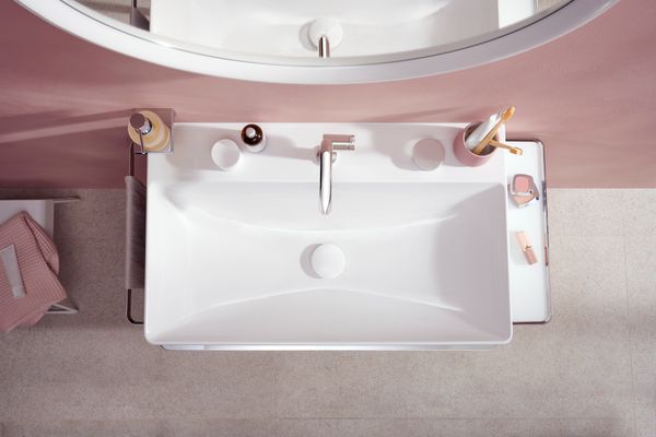 Hansgrohe Waschtisch Xelu Q 800 x 480 mm mit Hahnloch oh.Überlauf, SmartClean weiss, 130 x 480 mm, Farbe weiß Bild 43