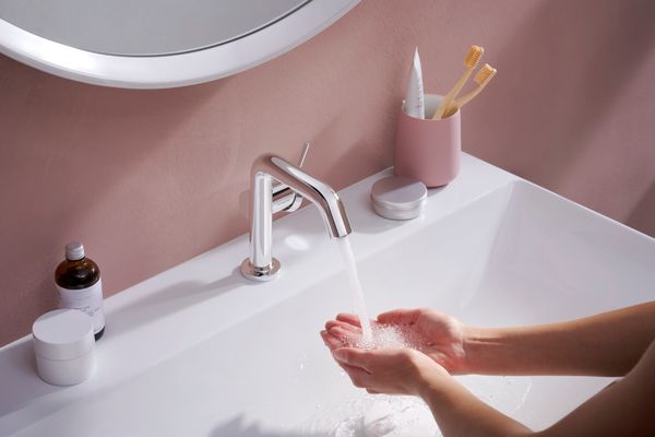 Hansgrohe Waschtisch Xelu Q 800 x 480 mm mit Hahnloch oh.Überlauf, SmartClean weiss, 130 x 480 mm, Farbe weiß Bild 45