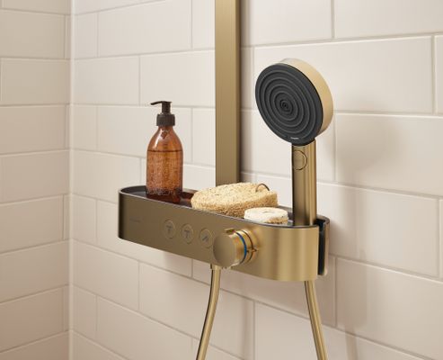 Hansgrohe Showerpipe Pulsify S 260 2j EcoSmart, mit Brausethermostat Aufputz BBR, 1104 x 413 x 276 mm, Farbe bronze Bild 2