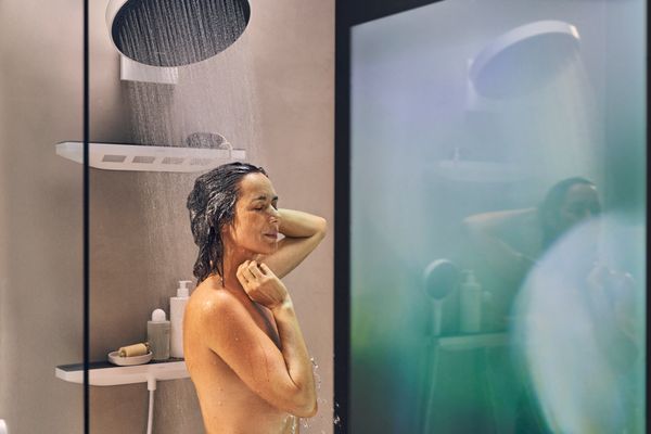 Hansgrohe Schulterbrause Rainfinity 500 1jet und Ablage mattweiss, 81 x 79 mm, Farbe weiß Bild 5