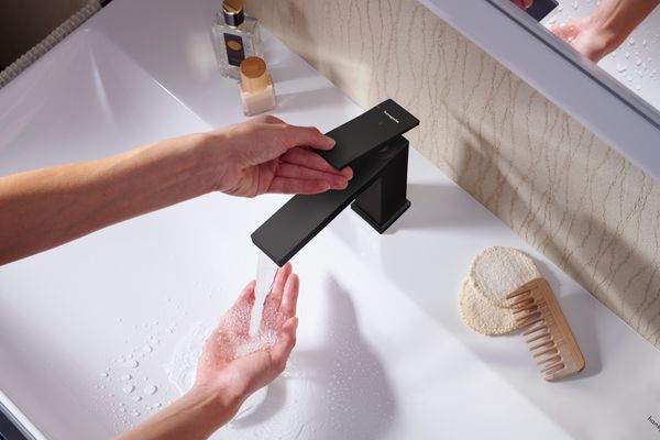 Hansgrohe Waschtisch Xelu Q 800 x 480 mm mit Hahnloch oh.Überlauf, SmartClean weiss, 130 x 480 mm, Farbe weiß Bild 32