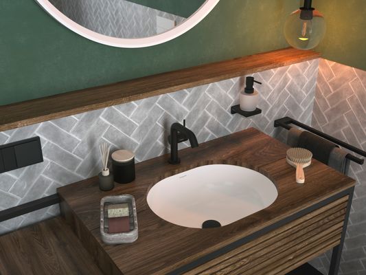 Hansgrohe Unterbauwaschtisch Xuniva U 450 x 350 mm ohne Hahnloch mit Überlauf weiss, 175 x 400 mm, Farbe weiß Bild 2