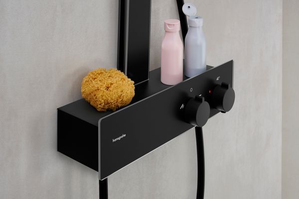 Hansgrohe Showerpipe Rainfinity 350, mit Kopfbrause 250 EcoSmart matt, 1066 x 370 x 531 mm, Farbe schwarz Bild 2