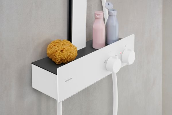 Hansgrohe Showerpipe Rainfinity 350, mit Kopfbrause 360 matt, 1101 x 370 x 586 mm, Farbe weiß Bild 2