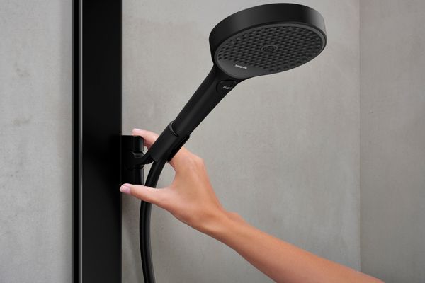 Hansgrohe Showerpipe Rainfinity 350, mit Kopfbrause 250 EcoSmart matt, 1066 x 370 x 531 mm, Farbe schwarz Bild 3