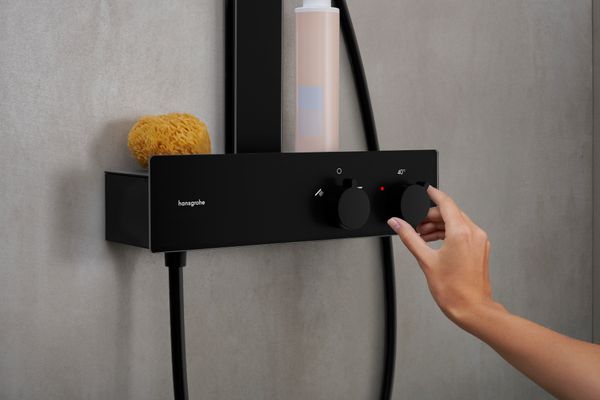 Hansgrohe Showerpipe Rainfinity 350, mit Kopfbrause 250 EcoSmart matt, 1066 x 370 x 531 mm, Farbe schwarz Bild 4
