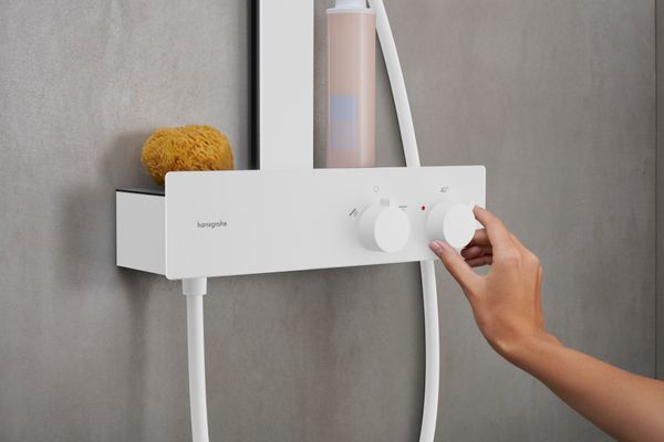 Hansgrohe Showerpipe Rainfinity 350, mit Kopfbrause 360 matt, 1101 x 370 x 586 mm, Farbe weiß Bild 5