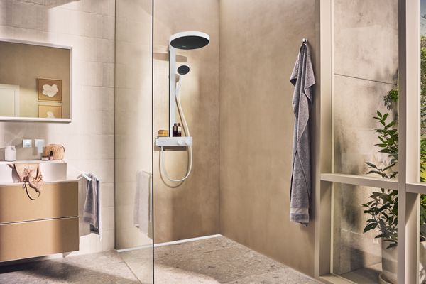 Hansgrohe Showerpipe Rainfinity 350, mit Kopfbrause 360 matt, 1101 x 370 x 586 mm, Farbe weiß Bild 7
