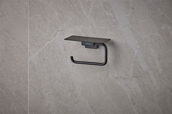Hansgrohe Papierrollenhalter AddStoris, mit Ablage, 77 x 80 x 80 mm, Farbe schwarz Bild 2
