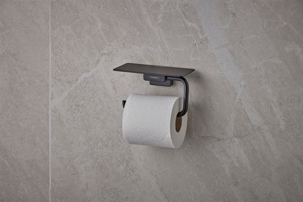 Hansgrohe Papierrollenhalter AddStoris, mit Ablage, 77 x 80 x 80 mm, Farbe schwarz Bild 3