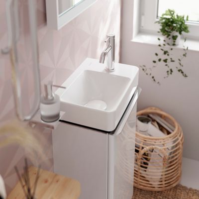 Hansgrohe Handbwaschbecken Xelu Q 360 x 250 mm mit Abl.re.mit Hahn./ohne Überl.SmartClean weiss, 115 x 250 mm, Farbe weiß Bild 13