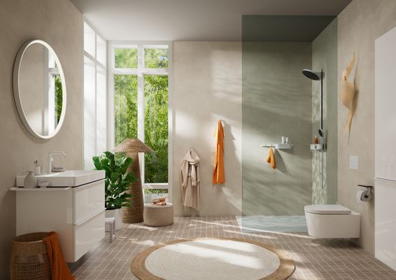 Hansgrohe Waschtisch Xelu Q 800 x 480 mm mit Hahnloch oh.Überlauf, SmartClean weiss, 130 x 480 mm, Farbe weiß Bild 88