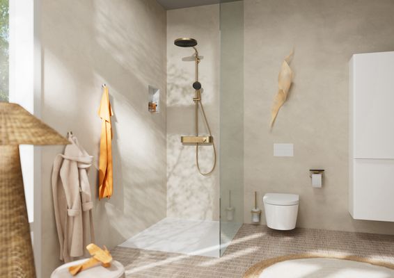 Hansgrohe Showerpipe Pulsify S 260 1jet, mit Brausethermostat Aufputz BBR, 1137 x 413 x 591 mm, Farbe bronze Bild 3