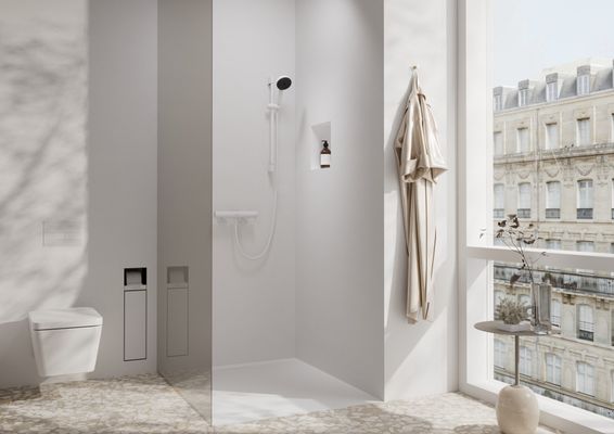 Hansgrohe Wandnische XtraStoris Minimalistic rahmenlos 300 x 300 x 100 mm MW, 390 x 390 mm, Farbe weiß Bild 28