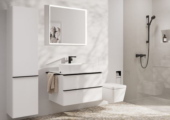 Hansgrohe Ein.Toilettenbürstenh.XtraStoris Rock mit Papierhalter u.befliesbarer Tür MW, 690 x 240 mm, Farbe weiß Bild 28