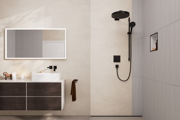 Hansgrohe Brauseset Rainfinity 130 3jet EcoSm Unica S Puro Typ 90 Push Schieber MSW, Farbe schwarz Bild 4