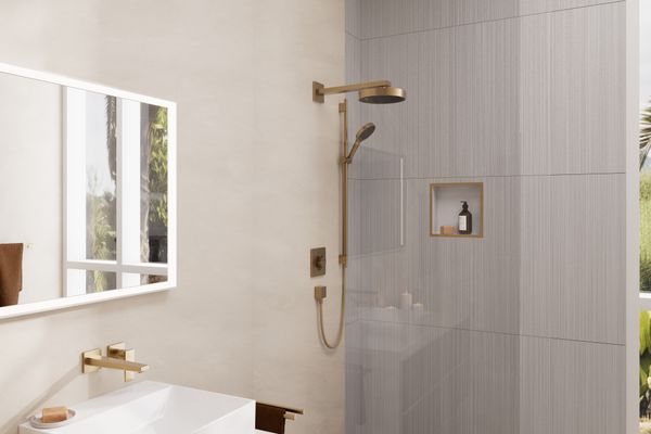 Hansgrohe Brausearm Square 389 mm BBR, 401 mm, Farbe Messing Bild 4
