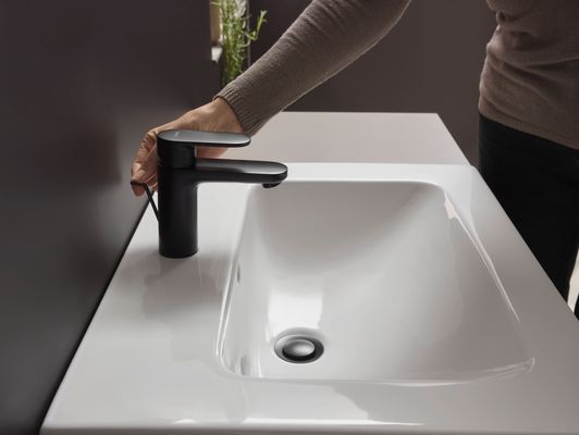 Hansgrohe Einhebel-Waschtischmischer 100, mit Ablaufgarnitur, Farbe schwarz Bild 8