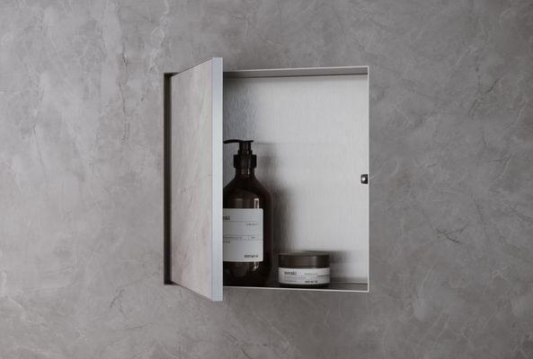 Hansgrohe XtraStoris Rock Wandnische, mit befliesb.Tür 300 x 300 x 140 mm BST, 390 x 390 mm Bild 3