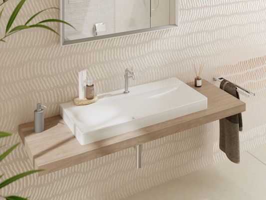 Hansgrohe Aufsatzwaschtisch ge Xelu Q 1000 x 480 mm ohne Hahnl./Überl, SmartClean we, 130 x 480 mm, Farbe weiß Bild 6