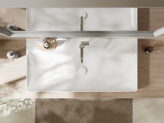 Hansgrohe Aufsatzwaschtisch ge Xelu Q 1000 x 480 mm ohne Hahnl./Überl, SmartClean we, 130 x 480 mm, Farbe weiß Bild 4