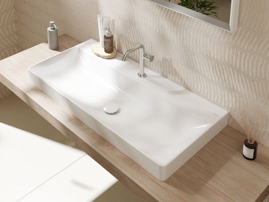 Hansgrohe Aufsatzwaschtisch ge Xelu Q 1000 x 480 mm ohne Hahnl./Überl, SmartClean we, 130 x 480 mm, Farbe weiß Bild 7