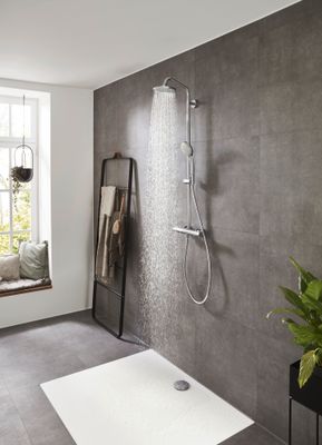 Hansgrohe Showerpipe Croma 160, mit Thermostat, Brausearm 270 mm, 1439 x 270 x 380 x 360 mm, Farbe chrom Bild 5