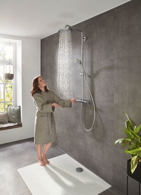 Hansgrohe Showerpipe Croma 220 1-strahlig, EcoSmart, 9 l/min, mit Thermostat, 1545 x 380 x 512 mm, Farbe chrom Bild 8