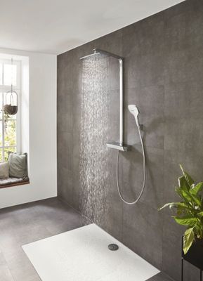 Hansgrohe Raindance Showerpipe Select E360 mit Thermostat, Brausearm 380 mm, 1269 x 380 x 559 x 476 mm, Farbe chrom Bild 9