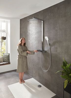 Hansgrohe Raindance Showerpipe Select E360 mit Thermostat, Brausearm 380 mm, 1269 x 380 x 559 x 476 mm, Farbe chrom Bild 10