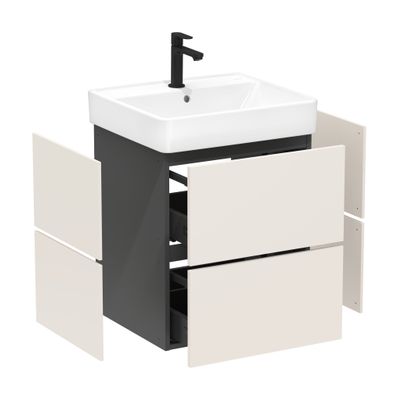 Hansgrohe Waschtischunterschrank Xilesa E 2 Schubkaesten Waschtisch SBma, 580 x 470 mm, Farbe sandbeige Bild 4
