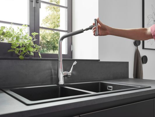 Hansgrohe Spültischmischer 320 Metris Select M71 Ausziehauslauf 1jet, 445 mm, Farbe chrom Bild 13