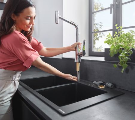 Hansgrohe Spültischmischer 320 Metris Select M71 Ausziehauslauf 1jet, 445 mm, Farbe chrom Bild 14