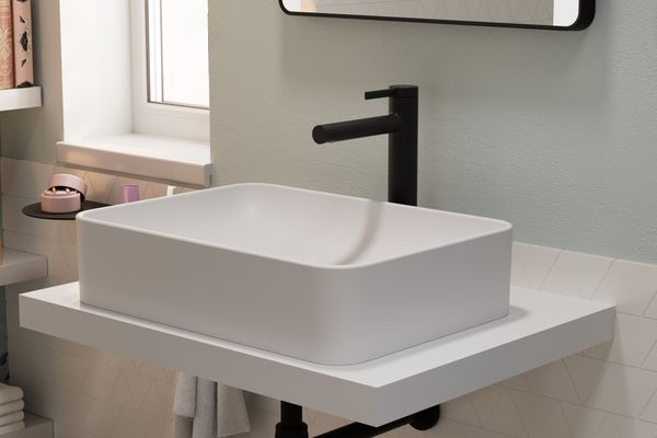 Hansgrohe Aufsatzwaschtisch Xuniva Q 550 x 400 mm ohne Hahnloch u.Überlauf weiss, 130 x 400 mm, Farbe weiß Bild 14