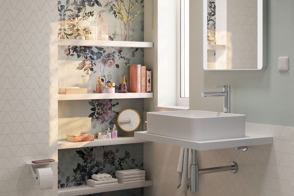 Hansgrohe Aufsatzwaschtisch Xuniva Q 550 x 400 mm ohne Hahnloch u.Überlauf SMC weiss, 130 x 400 mm, Farbe weiß Bild 14