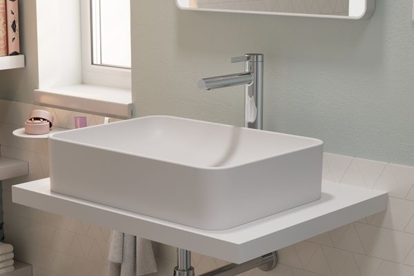 Hansgrohe Aufsatzwaschtisch Xuniva Q 550 x 400 mm ohne Hahnloch u.Überlauf SMC weiss, 130 x 400 mm, Farbe weiß Bild 18