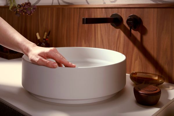 Hansgrohe Aufsatzwaschtisch Xuniva Evo S ohne Hahnloch u.Überlauf SBma, 400 x 400 mm, Farbe sandbeige Bild 2