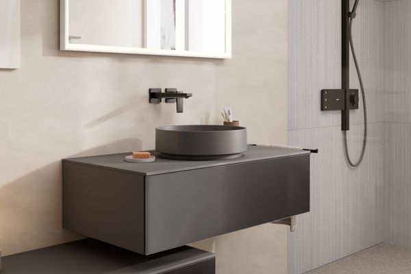 Hansgrohe Aufsatzwaschtisch Xuniva Evo S ohne Hahnloch u.Überlauf SGma, 400 x 400 mm, Farbe schiefergrau Bild 2