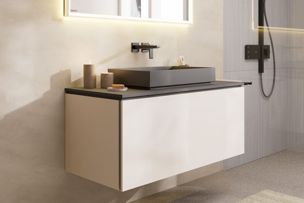 Hansgrohe Konsole Xilesa E mit Ausschnitt mitt.Aufsatzwasch.ohne Hl SGma, 1180 x 550 mm, Farbe schiefergrau Bild 2