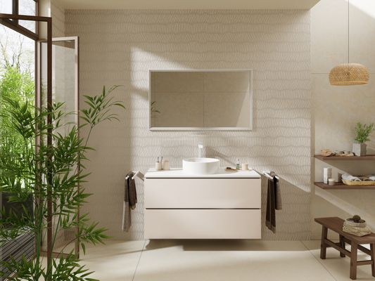 Hansgrohe Konsole Xilesa E mit Ausschnitt mitt.für Aufsatzwasch.ohne Hl MW, 1180 x 550 mm, Farbe weiß Bild 2