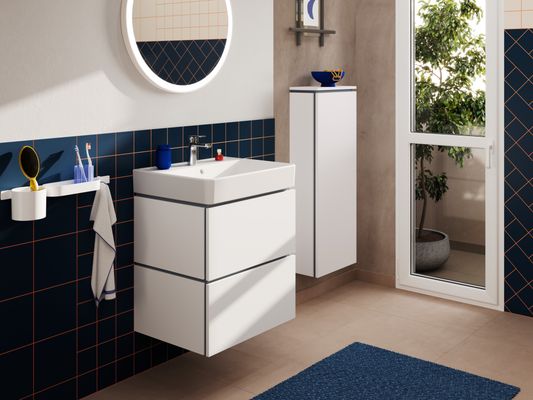 Hansgrohe Aufsatzwaschtisch ge Xelu Q 800 x 480 mm mit Abl.li./Hahn.ohne Ül.SMC / YHE weiss, 130 x 480 mm, Farbe weiß Bild 4