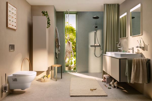 Hansgrohe Aufsatz-Handwaschbecken ge Xelu Q 500 x 480 mm mit Hahnlo.ohne Überl.SmartClean we, 130 x 480 mm, Farbe weiß Bild 10