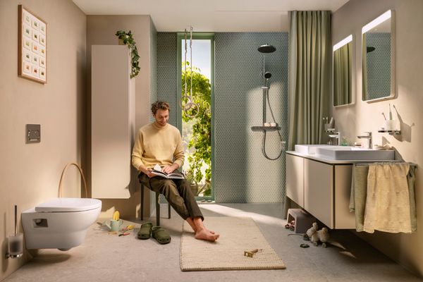 Hansgrohe Aufsatz-Handwaschbecken ge Xelu Q 500 x 480 mm mit Hahnlo.ohne Überl.SmartClean we, 130 x 480 mm, Farbe weiß Bild 11