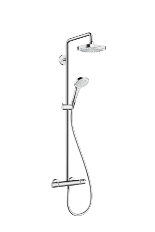 Hansgrohe Showerpipe Croma Select E180 2jet mit Thermostat, Br.Arm 400 mm, weiss / chrom, 1330 x 400 x 310 x 485 mm, Farbe weiß, chrom Bild 1