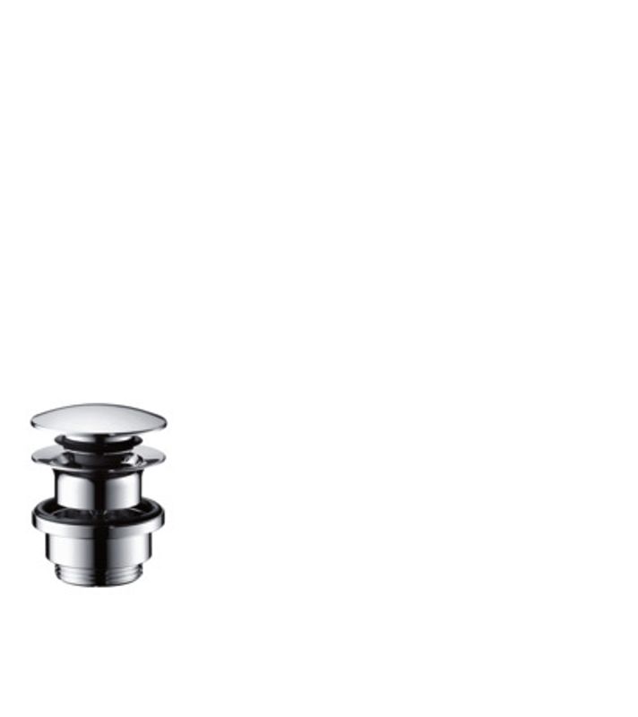 Hansgrohe Ablaufventil push-open edelstahl-optik, mit Überlaufloch, DN 32, Farbe silber Bild 1