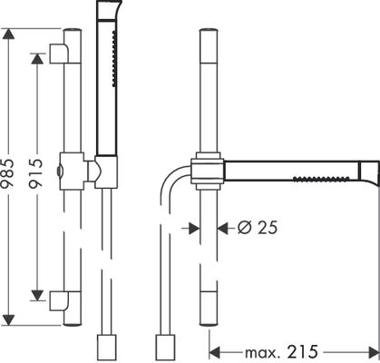Hansgrohe Brausenset Axor Starck Organic 900 mm chr.Schlauch 1600 mm Stabhandbrause 2jet, 25 mm, Farbe chrom Bild 3