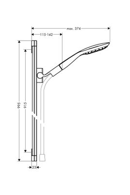Hansgrohe Brausenset PuraVida Unica 90 cm chrom mit Handbrause, Wandstange, Schlauch 160 cm, 1000 mm, Farbe chrom Bild 3