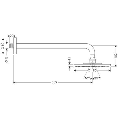 Hansgrohe Kopfbrause Raindance Air 180 mm, mit Brausearm 383 mm, 135 x 473 mm, Farbe silberfarben Bild 3