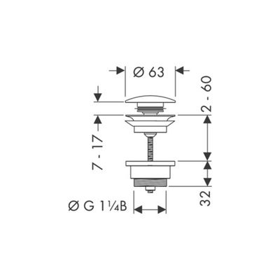 Hansgrohe Ablaufventil push-open edelstahl-optik, mit Überlaufloch, DN 32, Farbe silber Bild 3