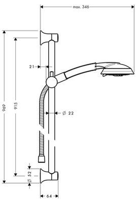 Hansgrohe Brausenset Raindance Classic 100 Air 3jet Unica'Classic 900 mm, Farbe chrom Bild 3